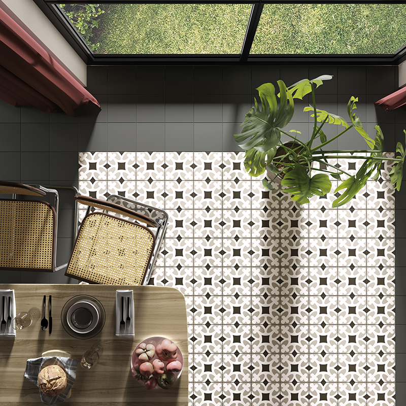 ELD-里沃利花磚-黑A 20X20 實景圖