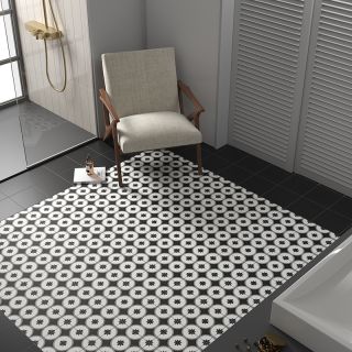 ELD-里沃利-06黑+里沃利花磚-黑B 20X20 實景圖