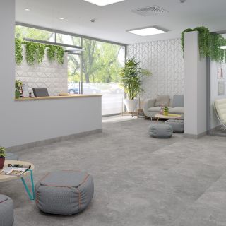 三井地磚01灰 & 歐蜜花磚03立體 實景